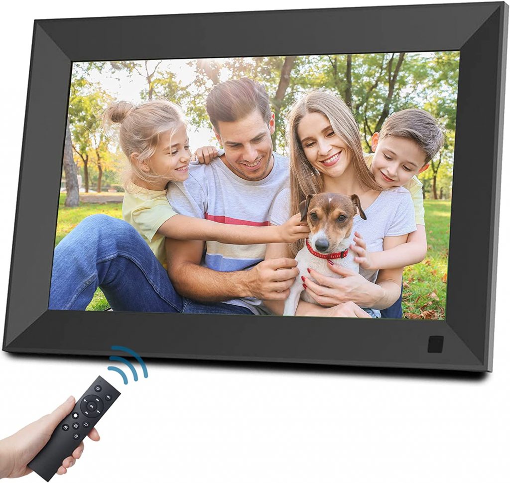 Aorpdd Digital Photo Frame, 10.1 Inch HD IPS Screen Digital Picture Frame, Remote Control Electronic Photo Frame Support 1080P Video/Auto-Rotate/Image Preview/ MP3/ Calendar Clock/USB, Black